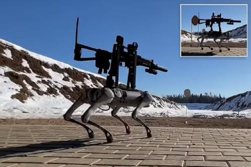 رونمایی از سگ رباتیک مسلسل به دوش!